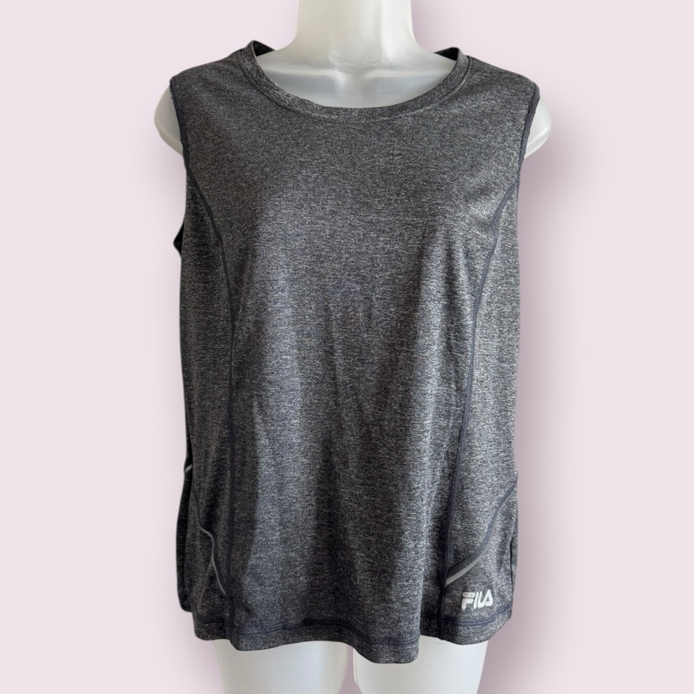 FILA Gray Cut Off Muscle Tank Sleeveless Athletic Top Size M